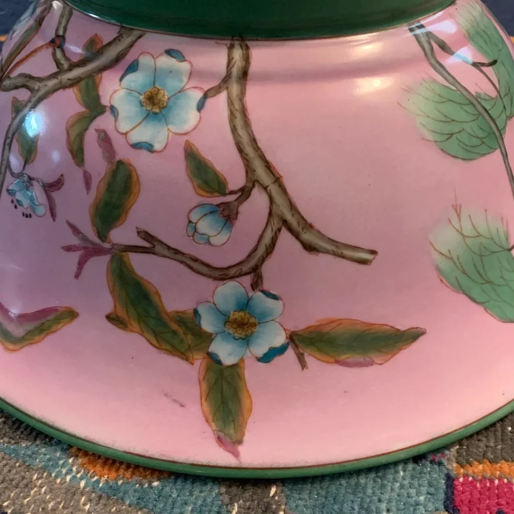 Z Gallerie Dogwood Blossom floral multi-color Ceramic Bowl 17.5 round